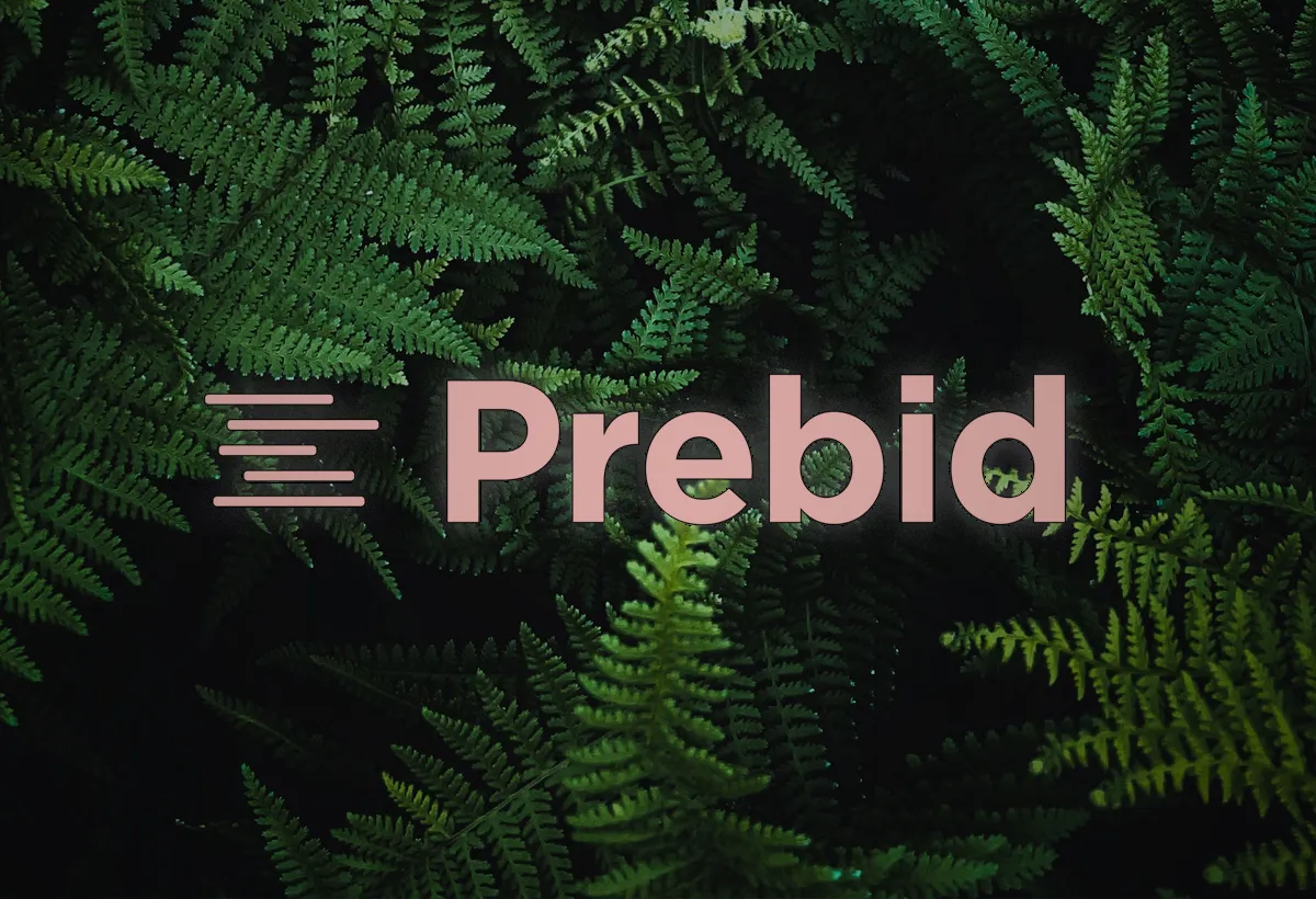 prebid logo on woodland fern background